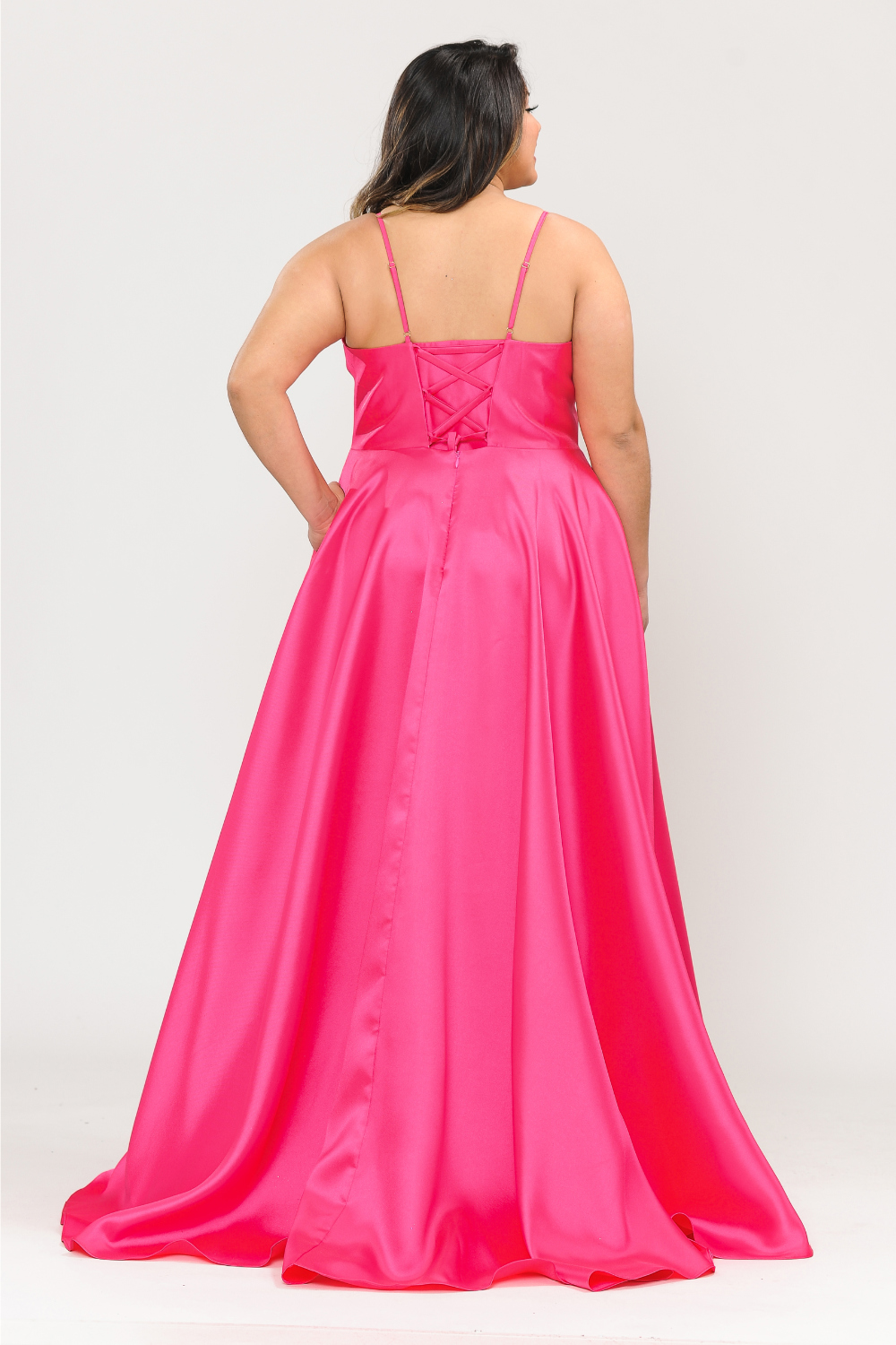 긴 드레스 핑크 색상 이미지-S38L3